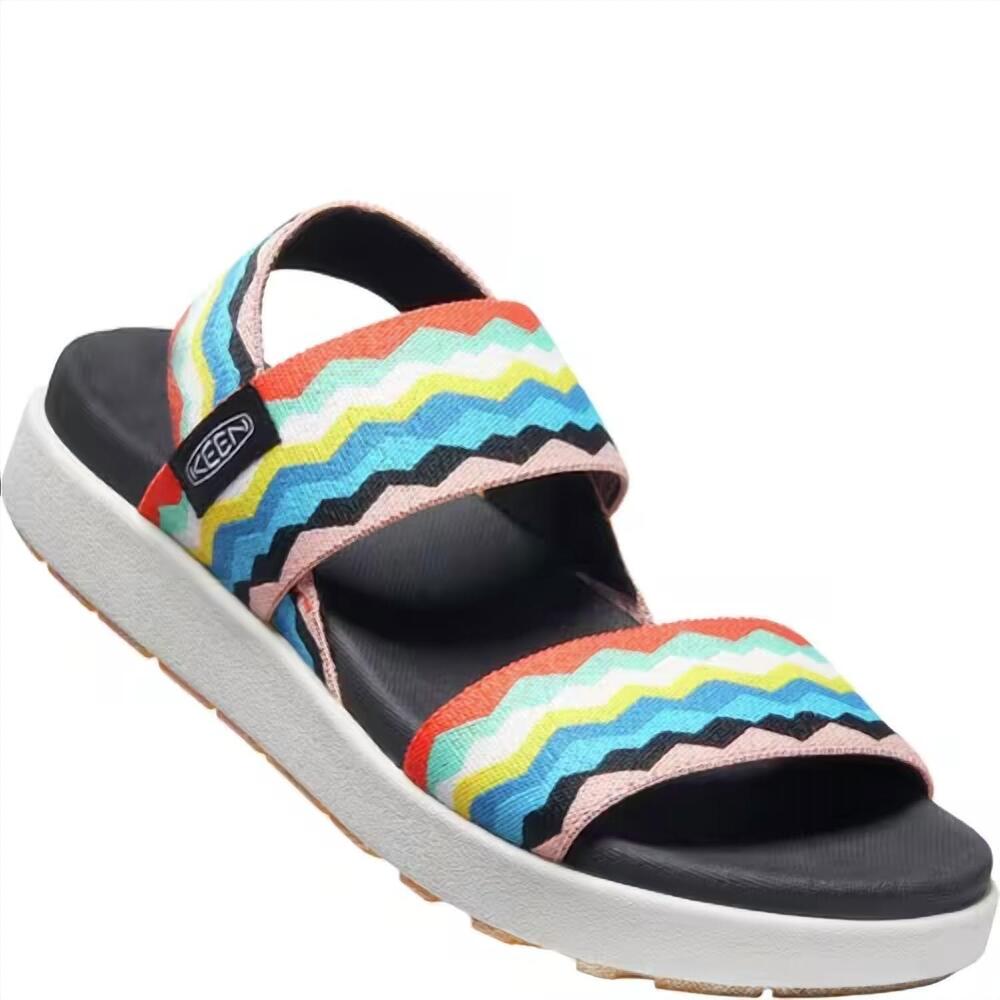 NEW KEEN women's elle backstrap sandals in black/peach pearl multi